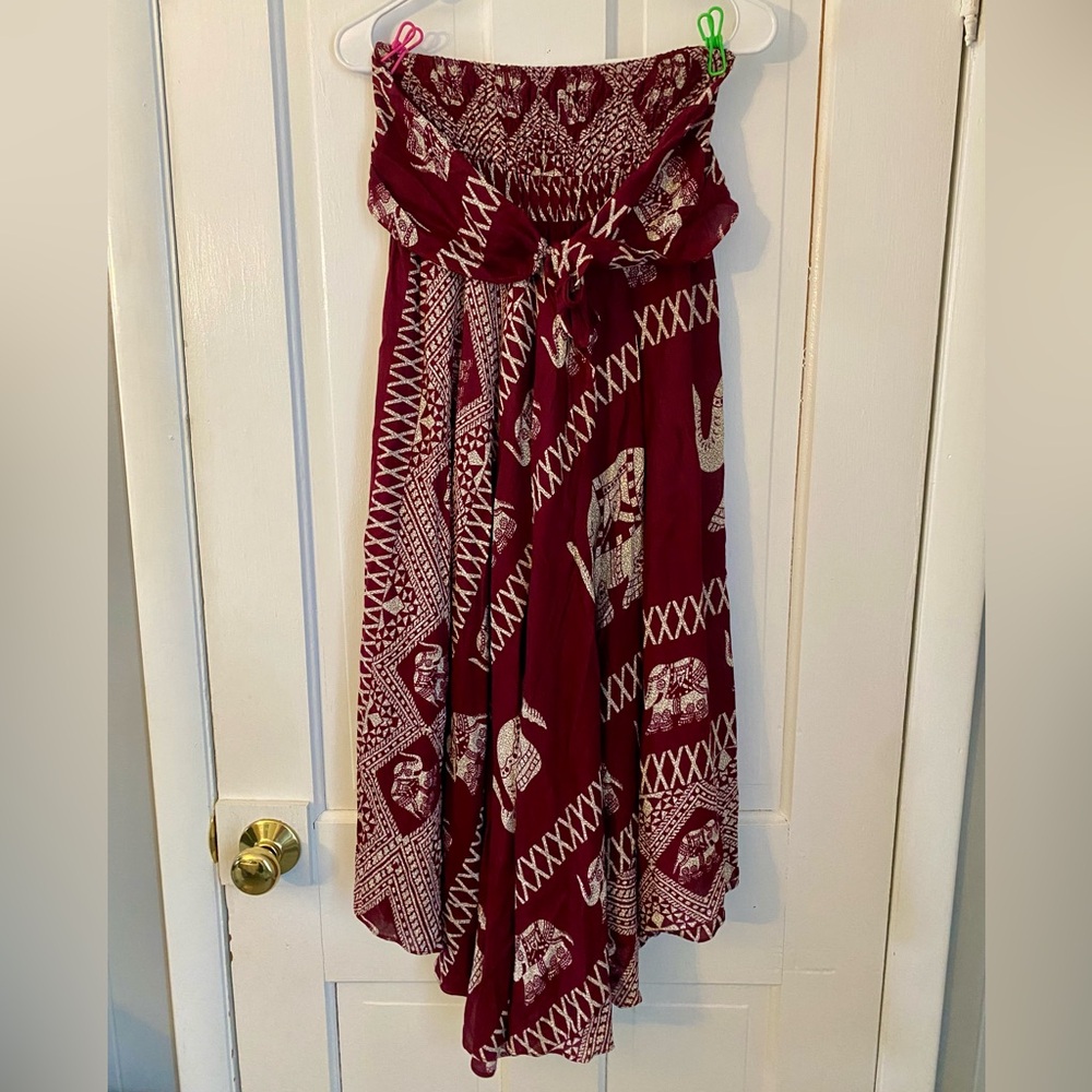 Banjamath Bohemian Burgundy Maxi Skirt